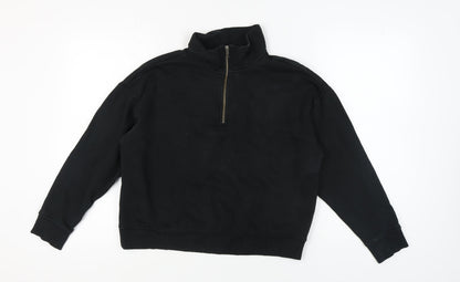 Monki Women's Black 2XS Fleece Sweatshirt 1/4 Zip
