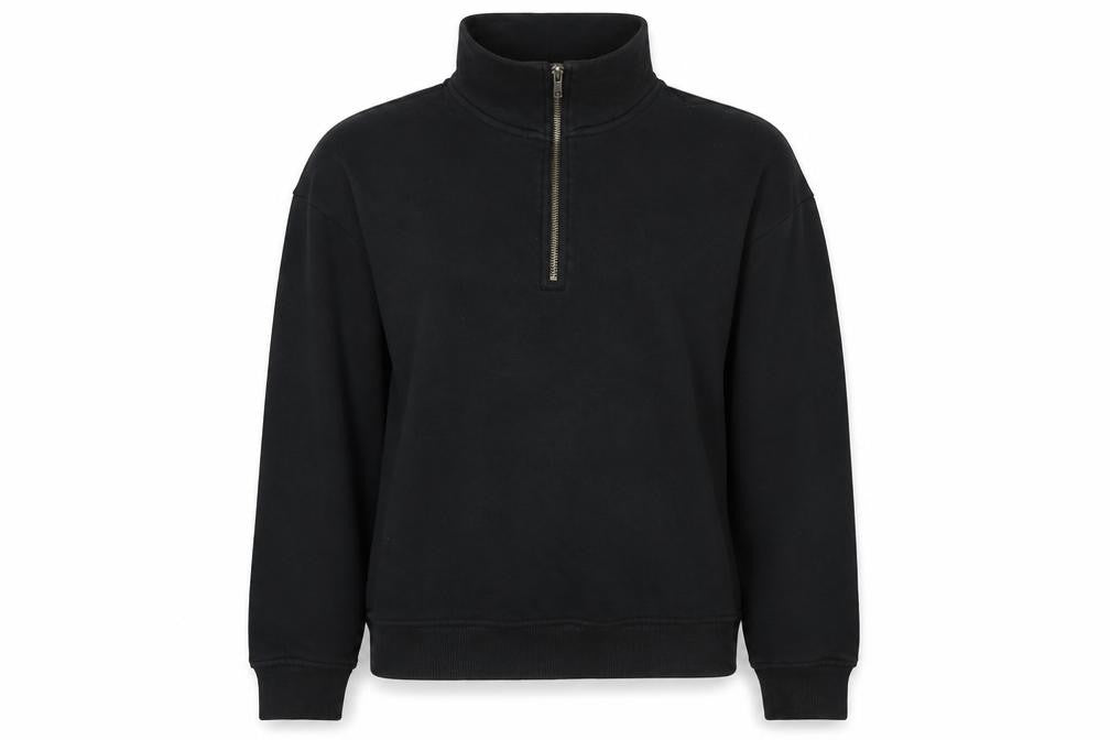 Monki Women's Black 2XS Fleece Sweatshirt 1/4 Zip