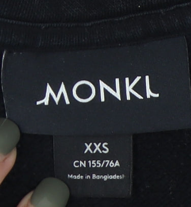 Monki Women's Black 2XS Fleece Sweatshirt 1/4 Zip