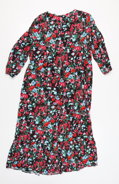 M&Co Women's Black Floral Dress Size 10
