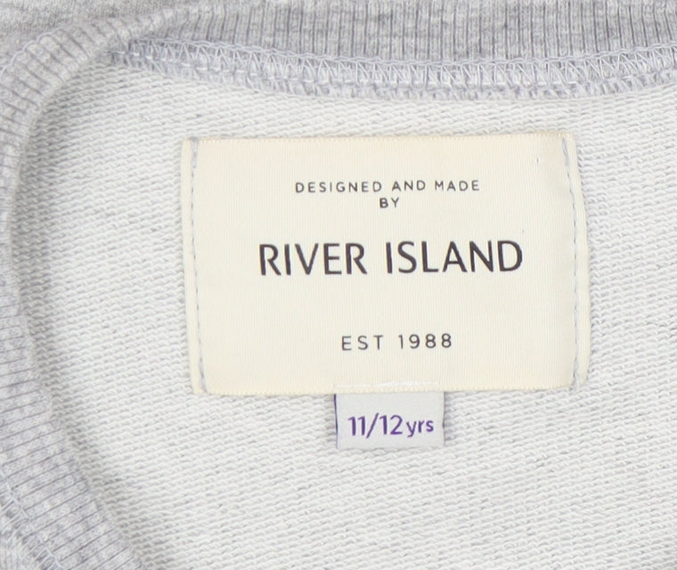 River Island Girls Grey Graphic Print Sweatshirt 11-12 Years