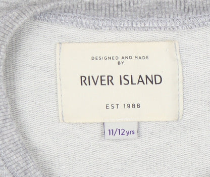 River Island Girls Grey Graphic Print Sweatshirt 11-12 Years