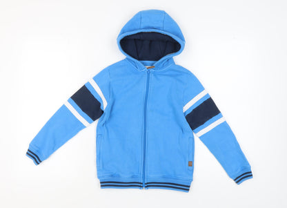 Next Boys Blue Hoodie, Age 9, Striped Zip Sports Style