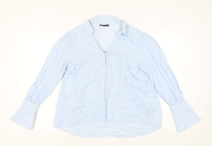 Womens UK Size 10 Marks and Spencer Blue Basic Button-Up