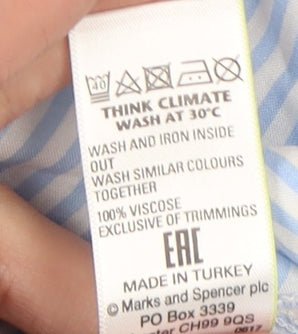 Womens UK Size 10 Marks and Spencer Blue Basic Button-Up