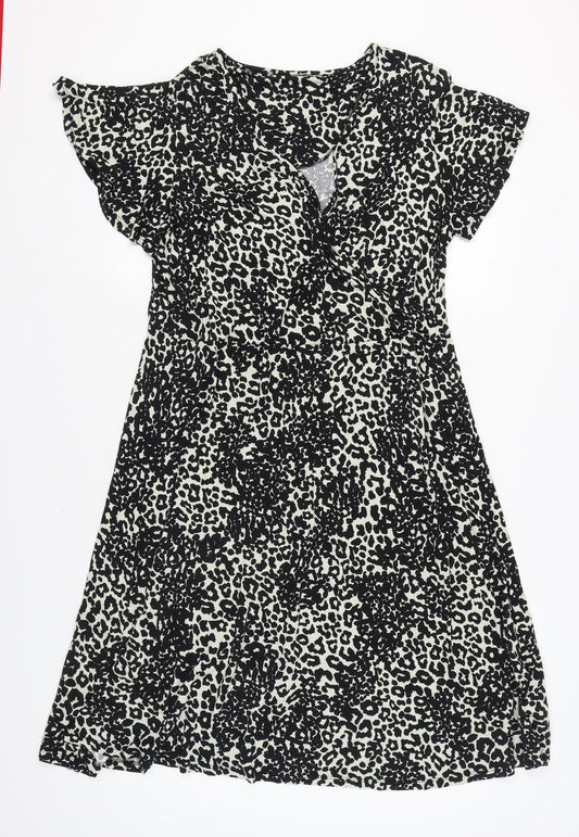 Debenhams Women's Black Animal Print Dress Size 20