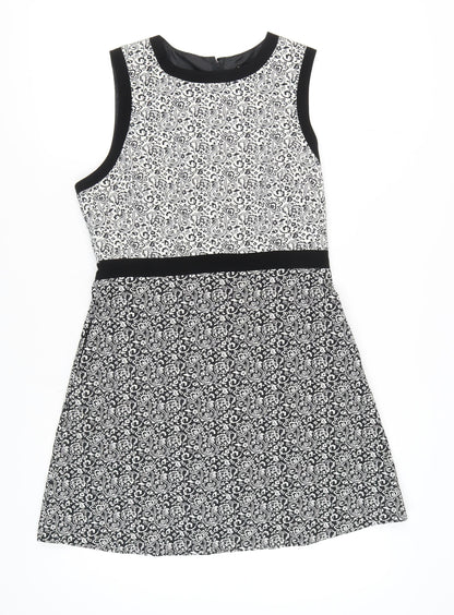 Miss Selfridge A-Line Black & White Dress, Size 14