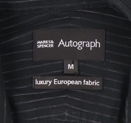 Marks and Spencer Men's Black Striped Long Sleeve Shirt
