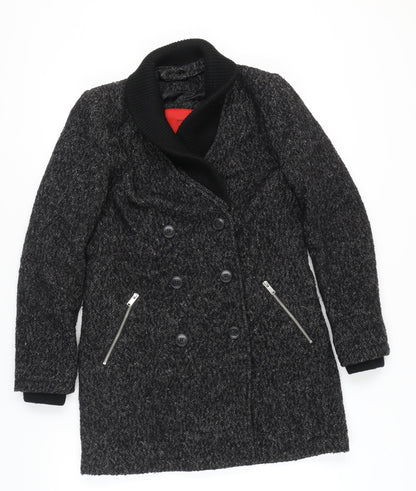 Womens UK Size S Mango Black Pea Coat
