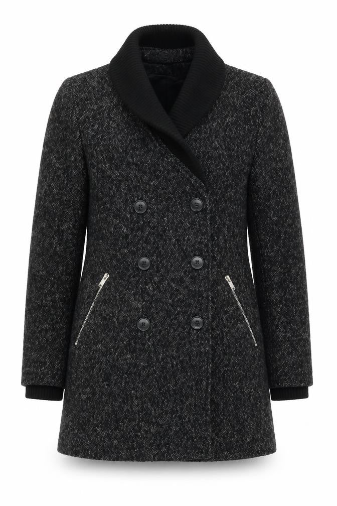 Womens UK Size S Mango Black Pea Coat