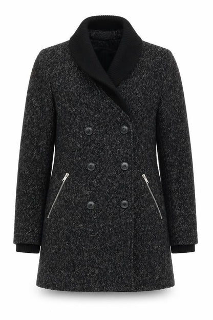 Womens UK Size S Mango Black Pea Coat