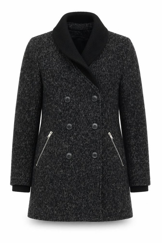 Womens UK Size S Mango Black Pea Coat