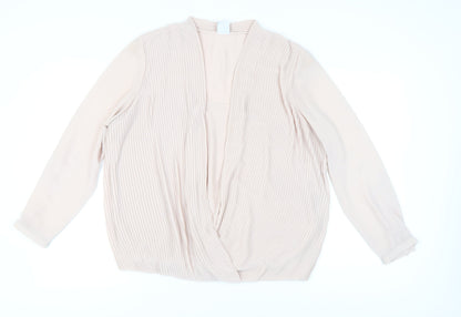 MADELEINE Women's Beige Wrap Blouse in Size 18