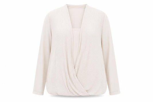 MADELEINE Women's Beige Wrap Blouse in Size 18