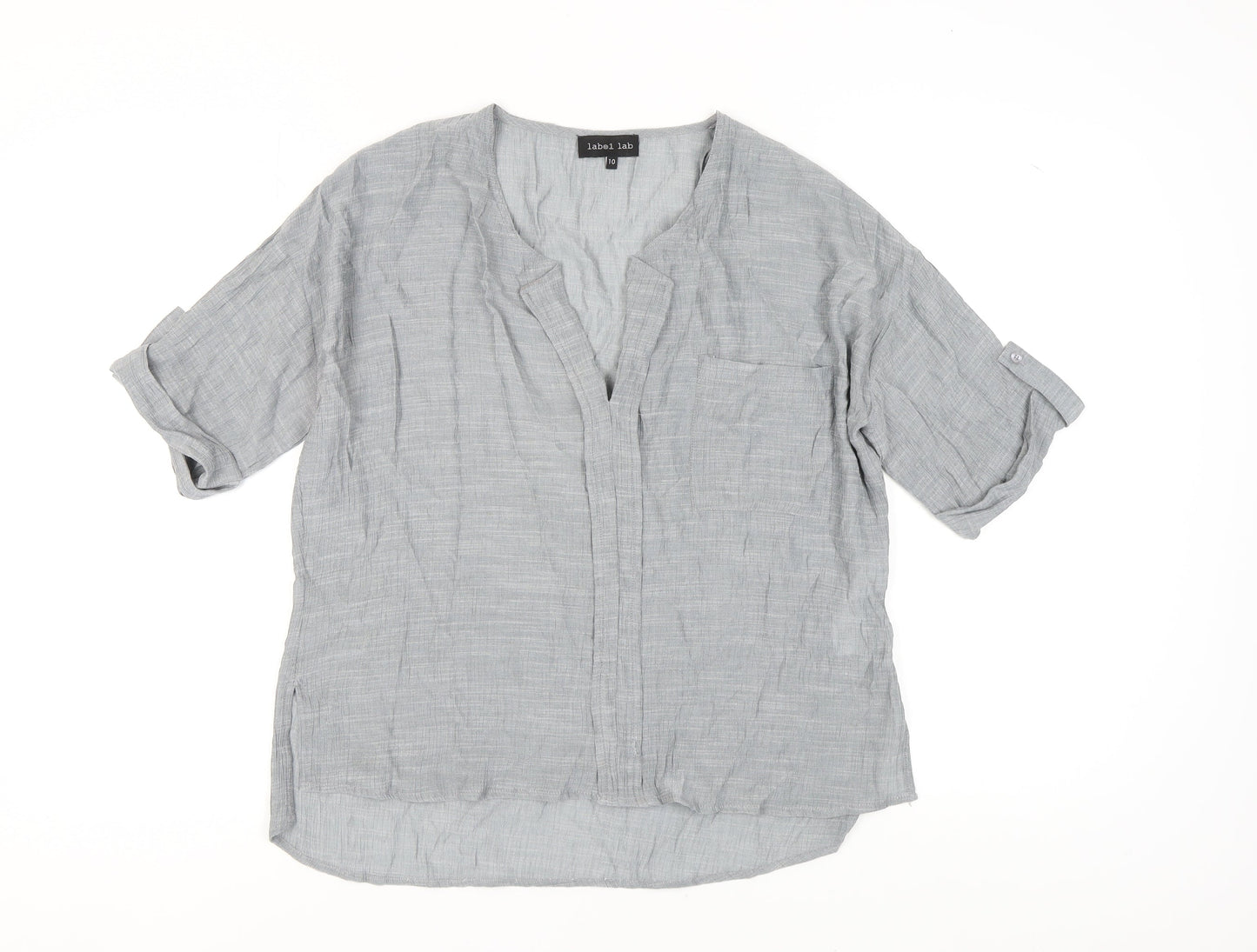 Womens UK Size 10 Label Lab Grey Basic T-Shirt