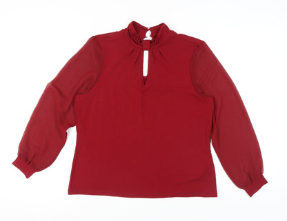 Womens UK Size 12 Editor's Cut Red Basic Blouse