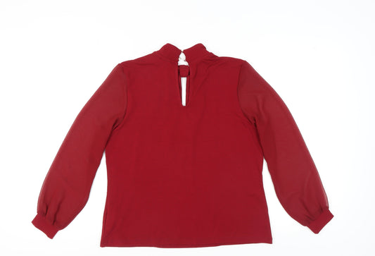 Womens UK Size 12 Editor's Cut Red Basic Blouse