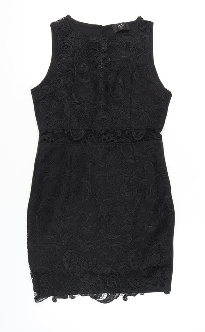 AX Paris Black Sleeveless Lace Dress Size 14