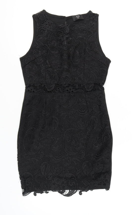 AX Paris Black Sleeveless Lace Dress Size 14