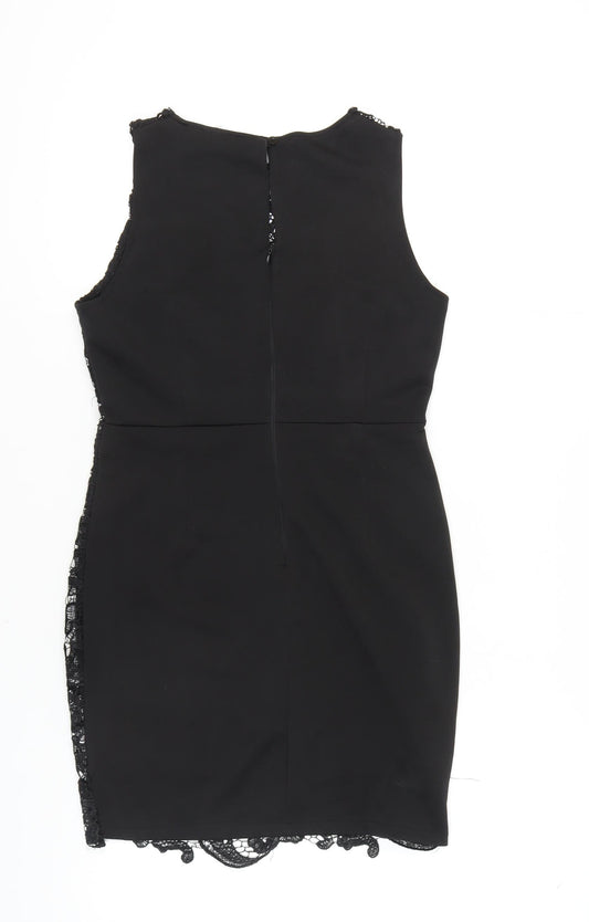 AX Paris Black Sleeveless Lace Dress Size 14