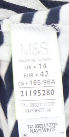 Womens UK Size 14 Marks and Spencer Multicoloured Basic T-Shirt