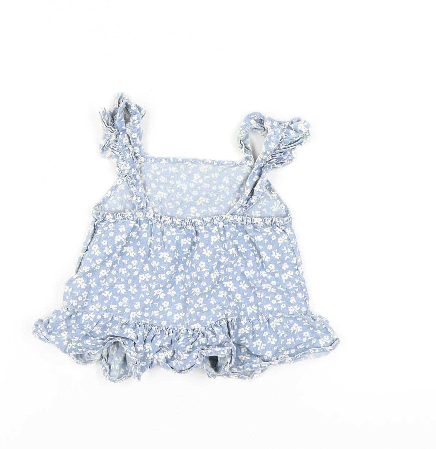 Marks and Spencer Girls Blue Floral Camisole Tank 6-7 Years