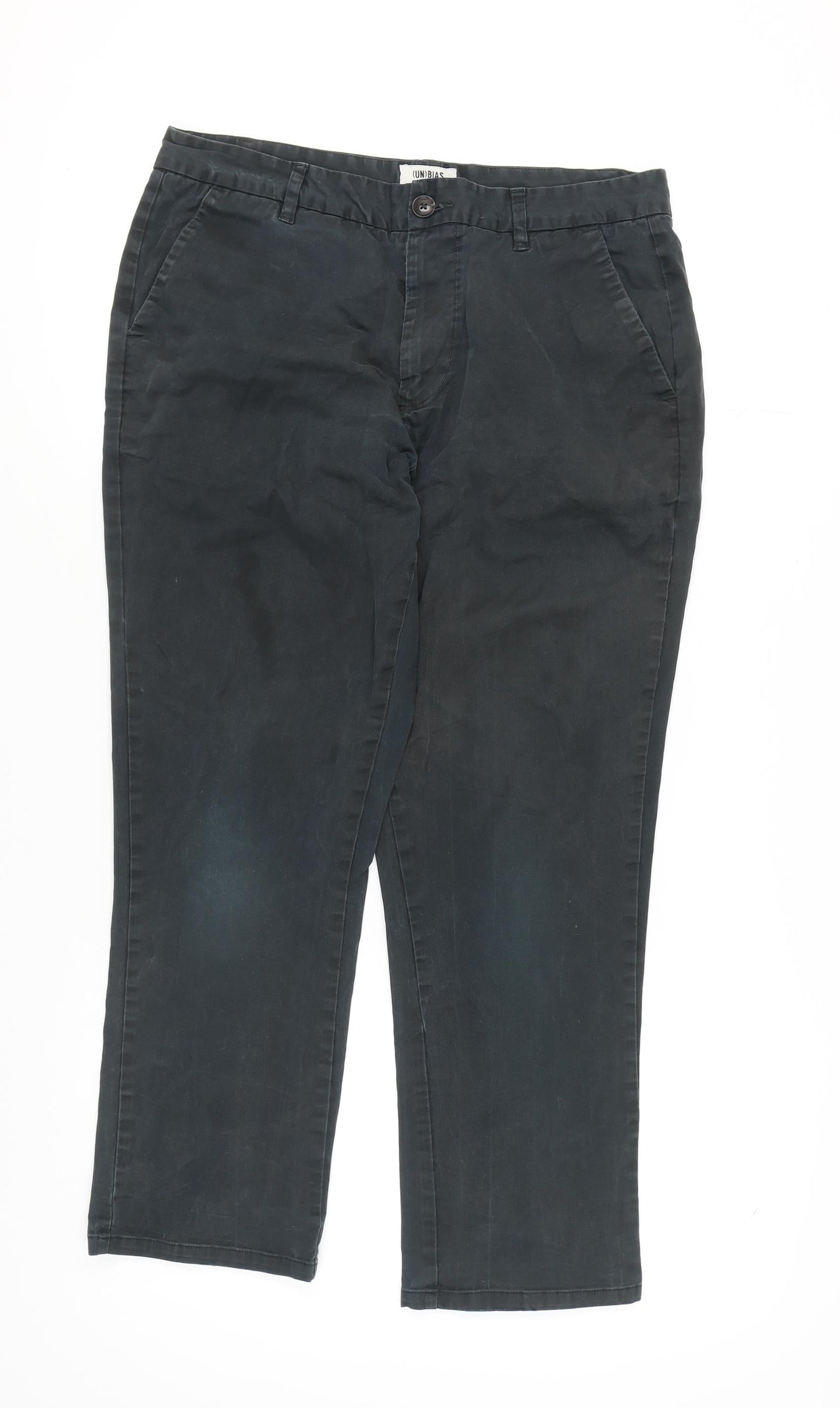 UNBIAS Men's Black Chino Trousers 34S Straight Fit