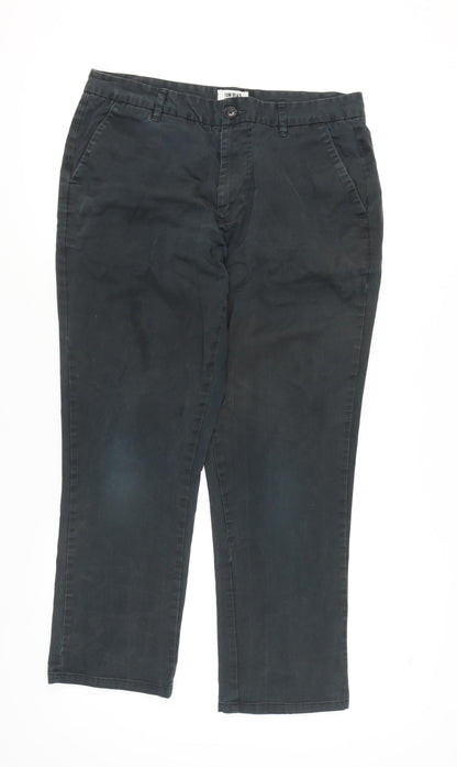UNBIAS Men's Black Chino Trousers 34S Straight Fit