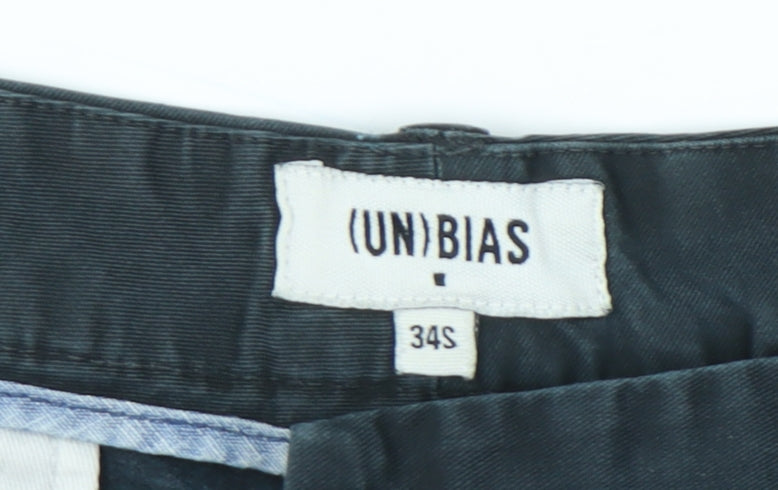 UNBIAS Men's Black Chino Trousers 34S Straight Fit
