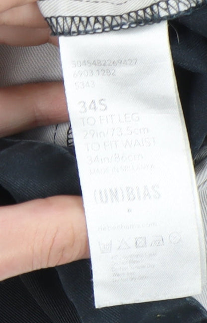 UNBIAS Men's Black Chino Trousers 34S Straight Fit