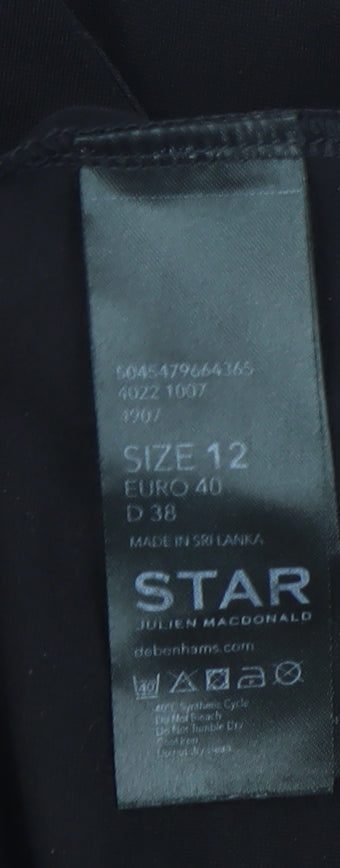 Womens UK Size 12 STAR by Julien Macdonald Black Basic Blouse