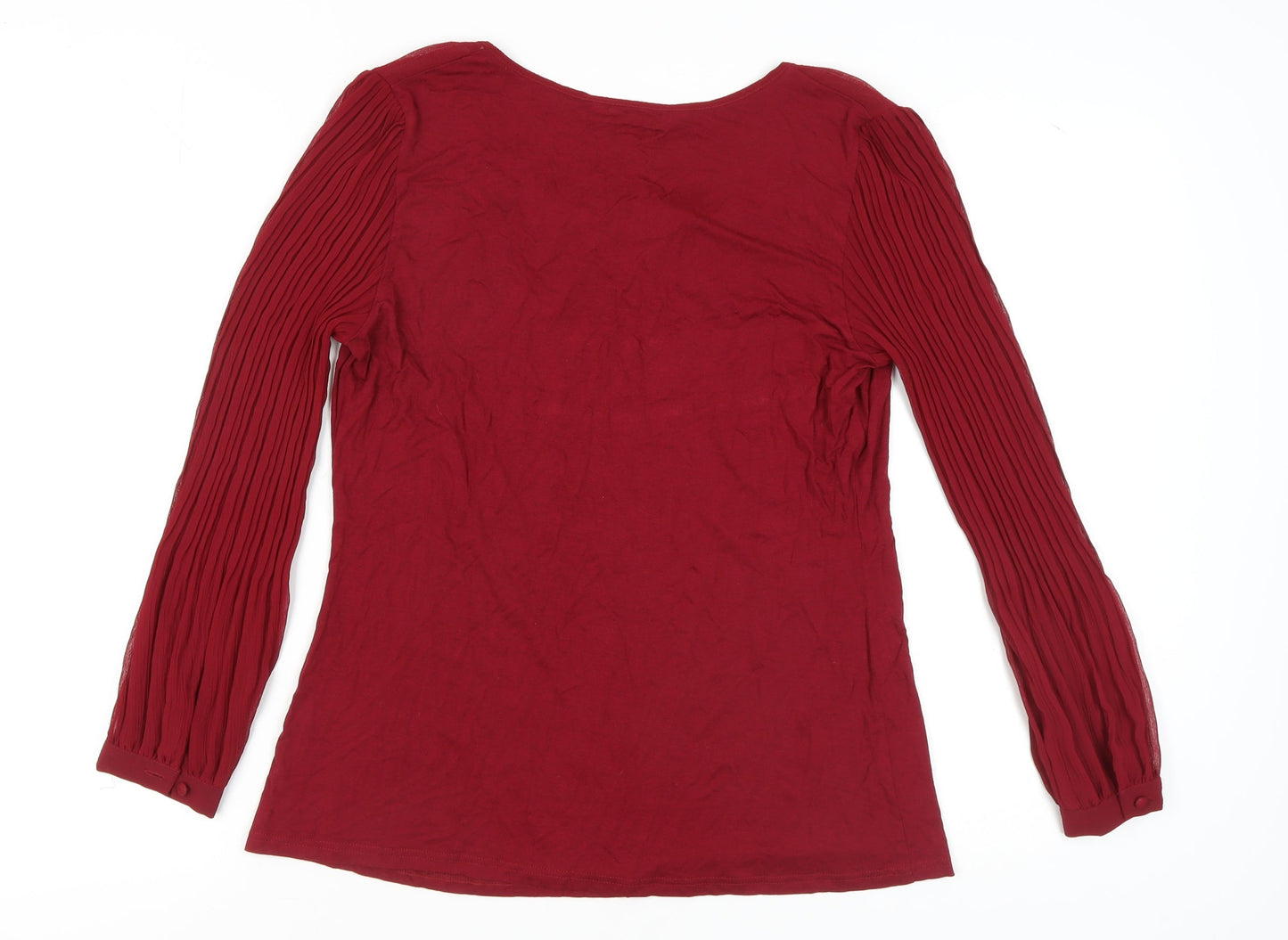 David Emanuel Women's Red Blouse - Size 12, V-Neck