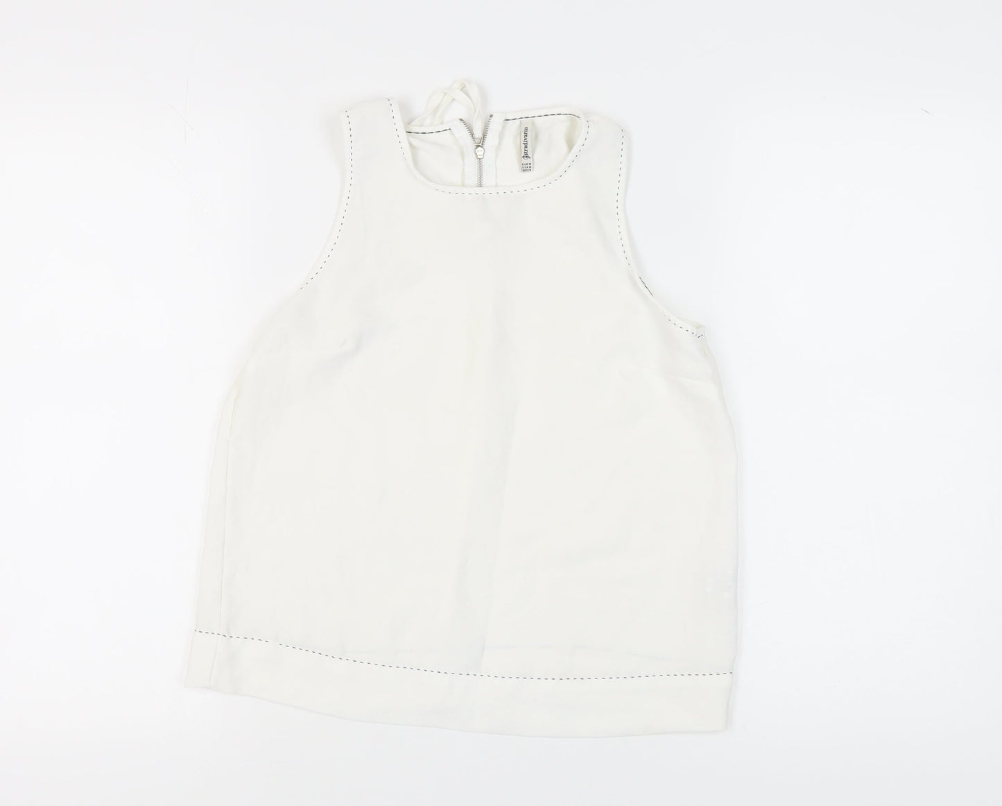 Womens UK Size M Stradivarius White Basic Tank