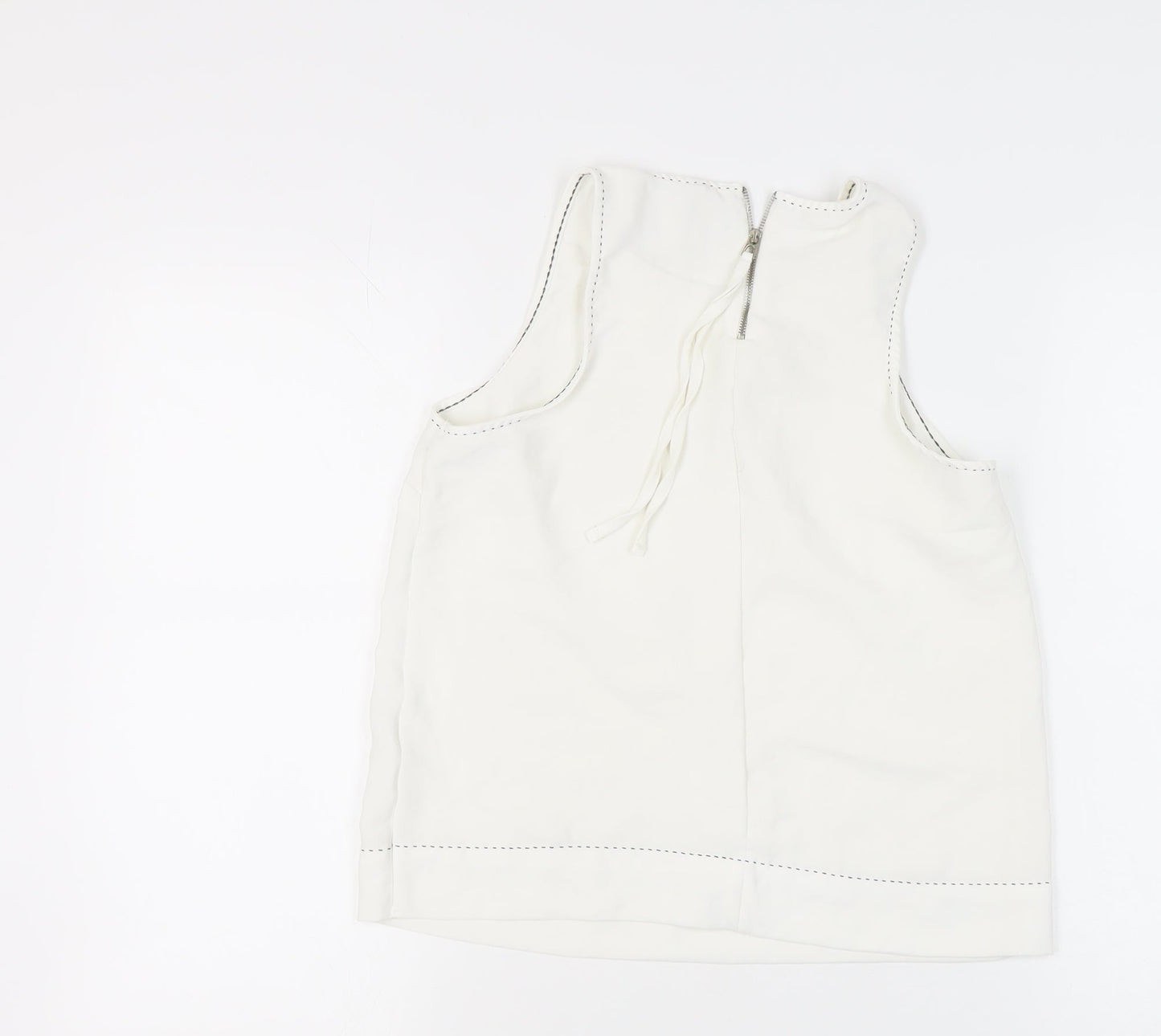 Womens UK Size M Stradivarius White Basic Tank