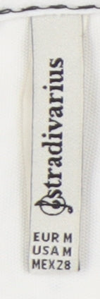 Womens UK Size M Stradivarius White Basic Tank