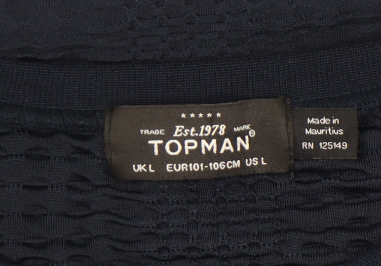 Topman Men's Blue Long Sleeve Casual Shirt L