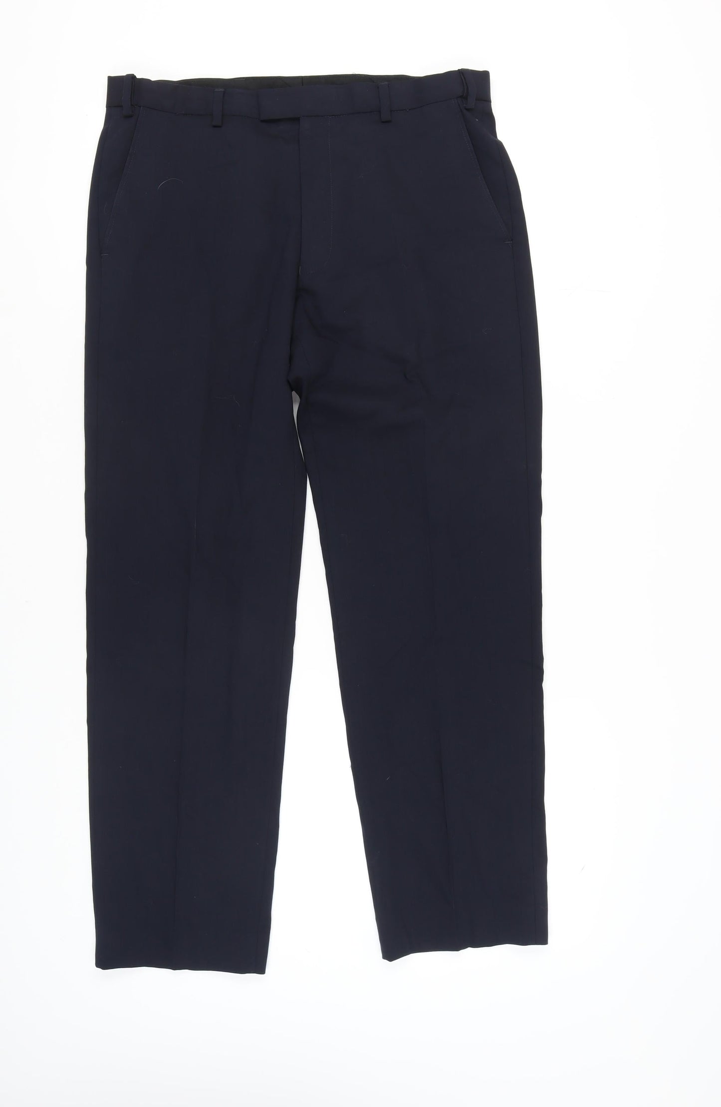 Marks & Spencer Men's Blue Dress Trousers, Regular Fit, Size 34