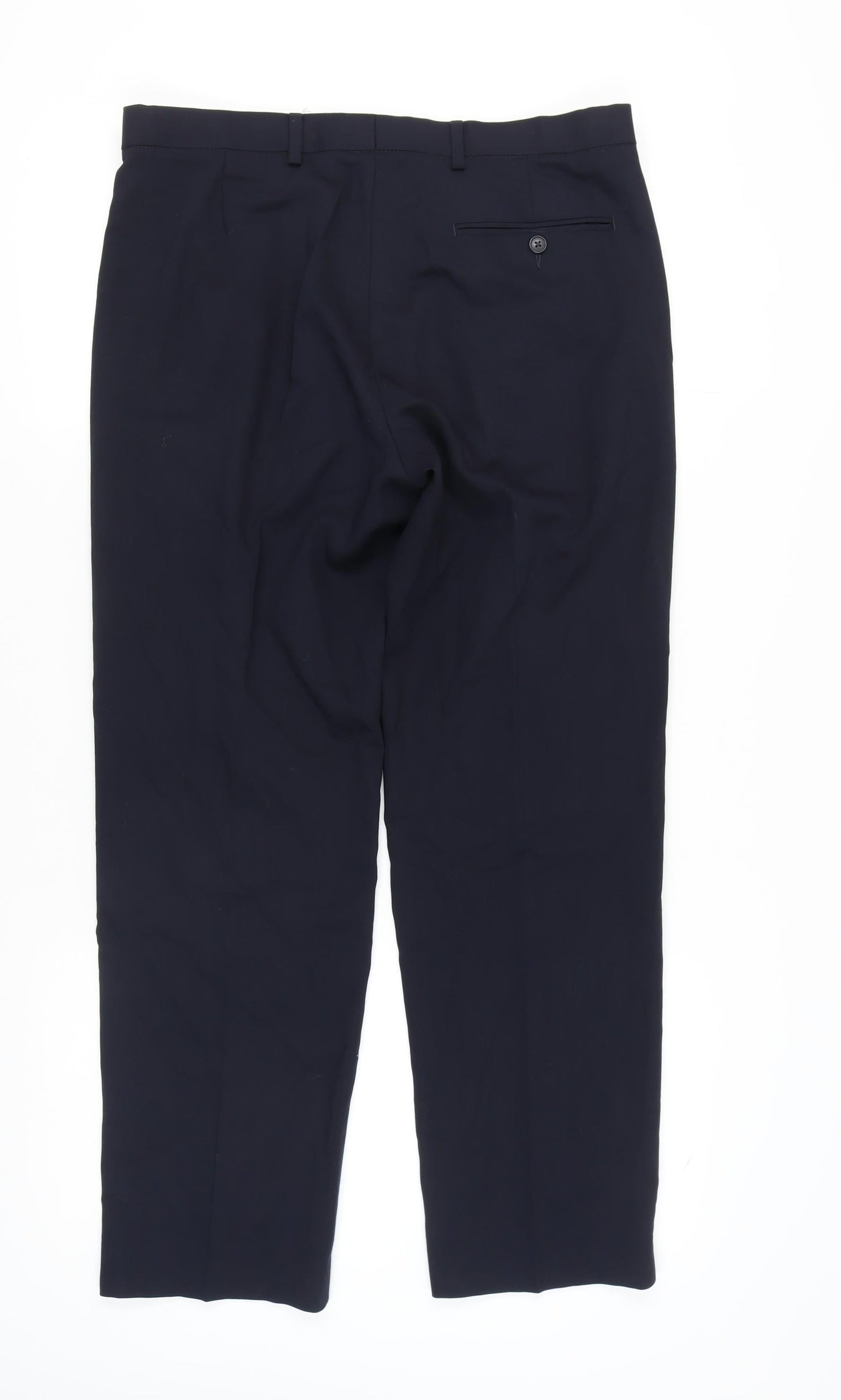 Marks & Spencer Men's Blue Dress Trousers, Regular Fit, Size 34
