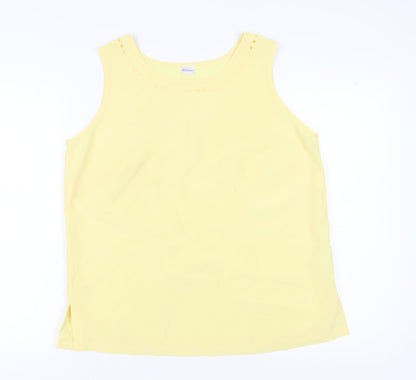 Damart Women's Yellow Tank Top, Size 18, Casual Sleeveless