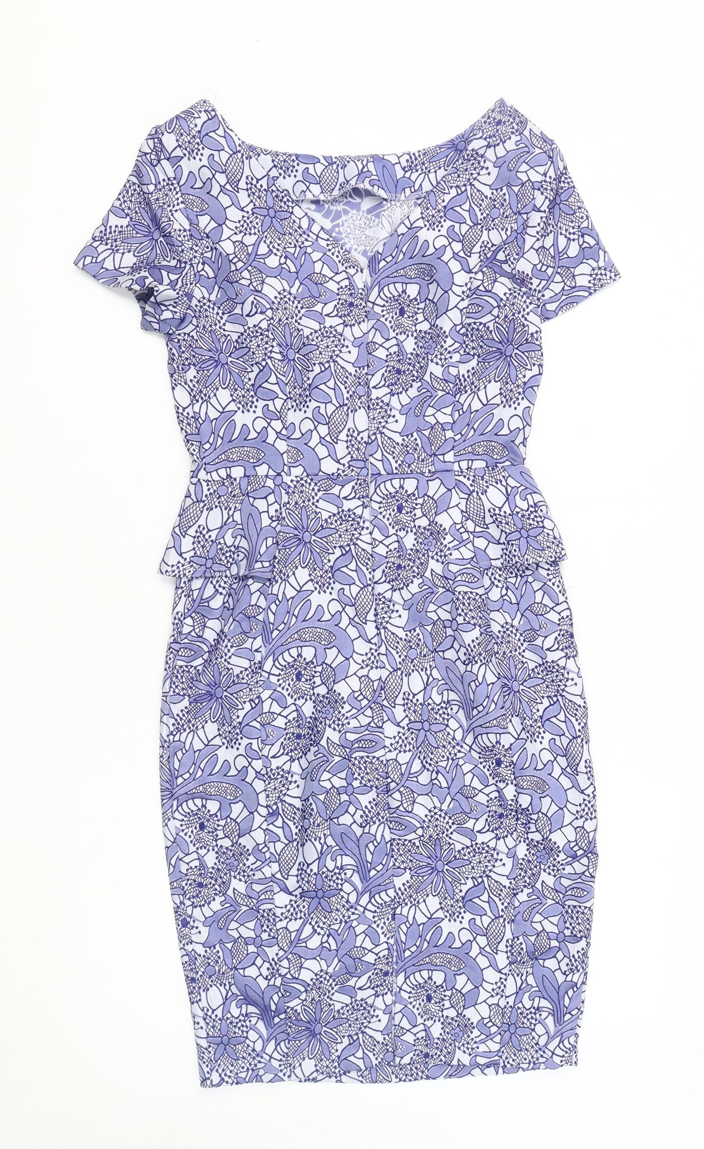 New Look Women's Blue Floral Sheath Dress Size 6