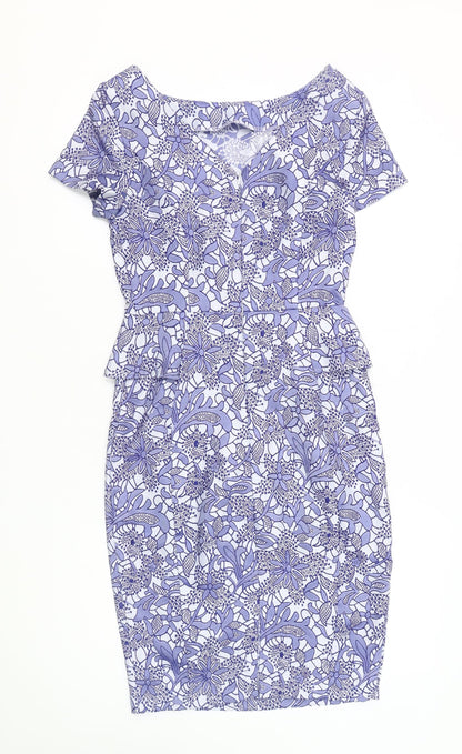New Look Women's Blue Floral Sheath Dress Size 6