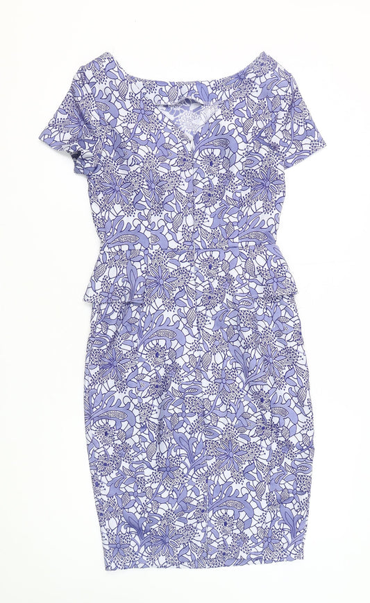 New Look Women's Blue Floral Sheath Dress Size 6