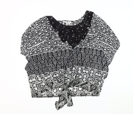 Womens UK Size 14 Annabelle Black Cropped Blouse