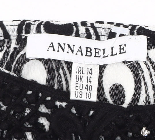 Womens UK Size 14 Annabelle Black Cropped Blouse