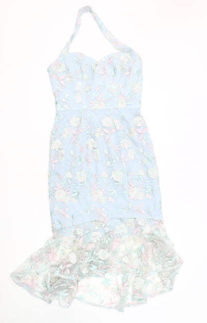 Chi Chi London Women's Blue Halter Dress Size 8