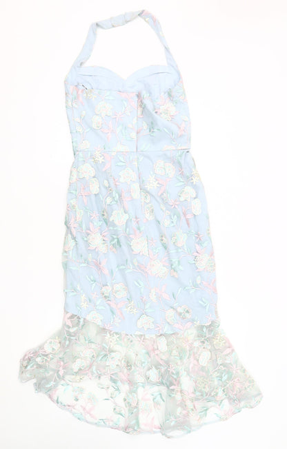 Chi Chi London Women's Blue Halter Dress Size 8