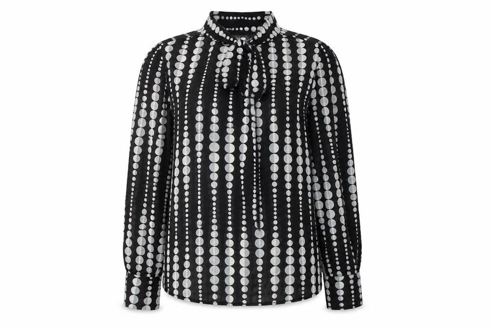 SOSANDAR Women's Black Polka Dot Blouse Size 8