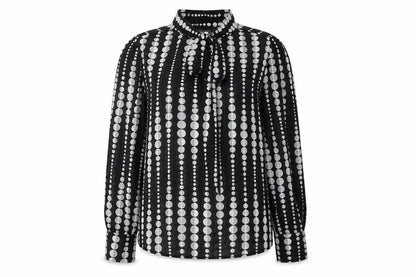SOSANDAR Women's Black Polka Dot Blouse Size 8