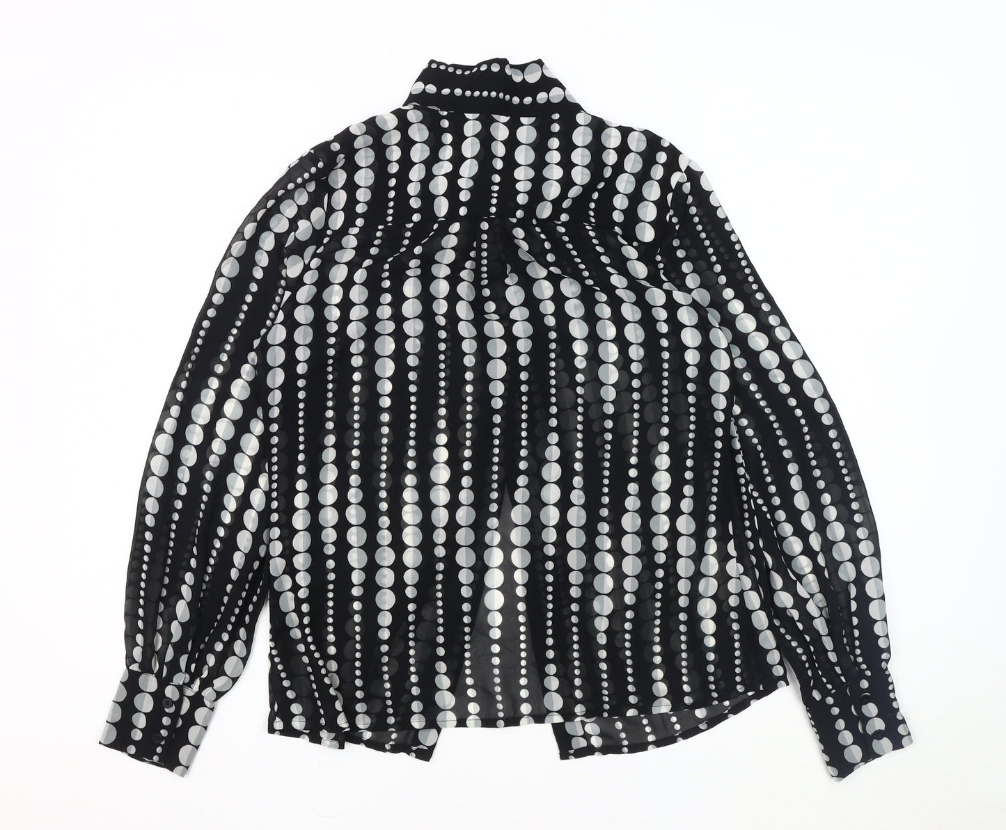 SOSANDAR Women's Black Polka Dot Blouse Size 8