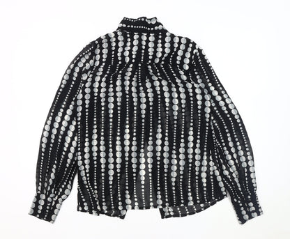 SOSANDAR Women's Black Polka Dot Blouse Size 8